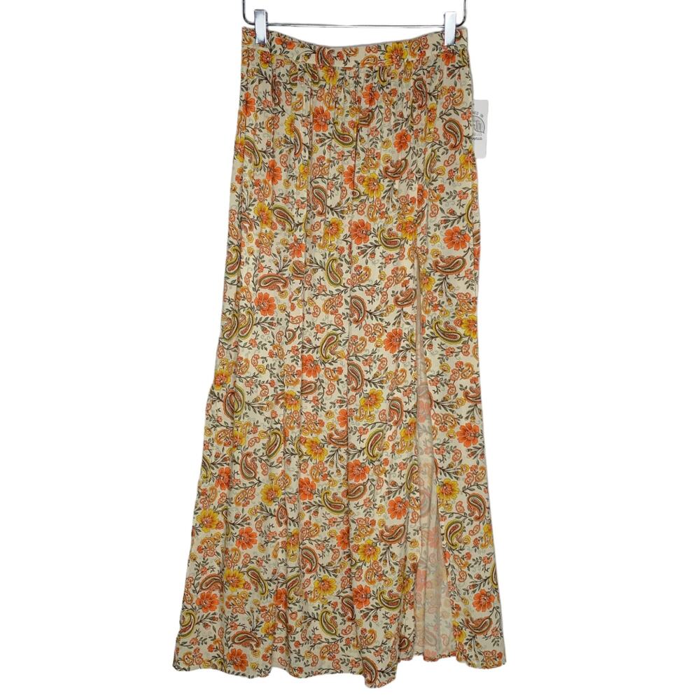 Patrons of Peace M NEW Womens Floral Windward Skirt Side Slit Boho Maxi Fall